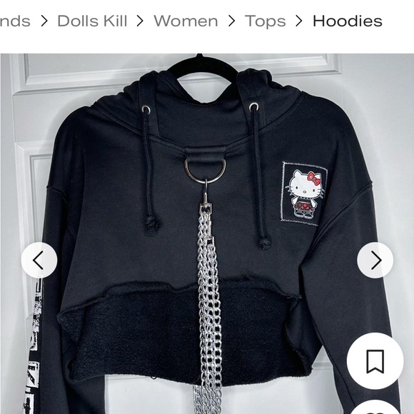 Dolls Kill Jackets & Blazers - Black Dolls Kill Hello Kitty Cropped Hoodie chains not included